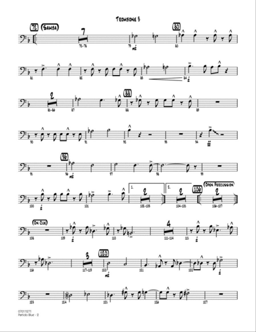 Partido Blue - Trombone 3 Jazz Ensemble scores gallery preview page 2