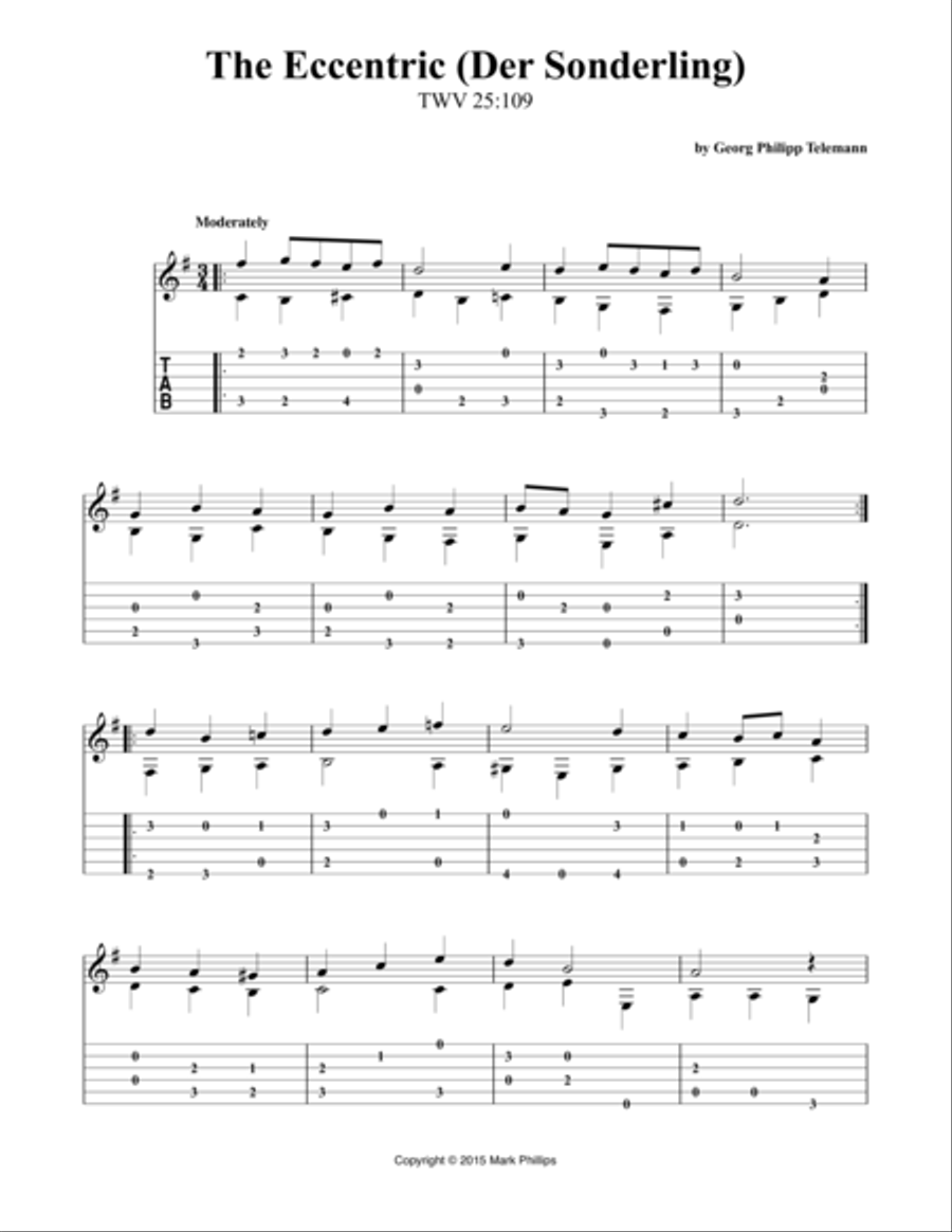 The Eccentric (Der Sonderling) Classical Guitar scores gallery preview page 1