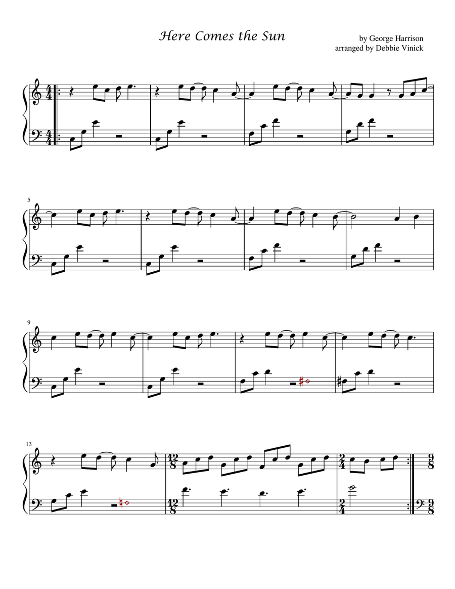 Here Comes The Sun Celtic Harp scores gallery preview page 2