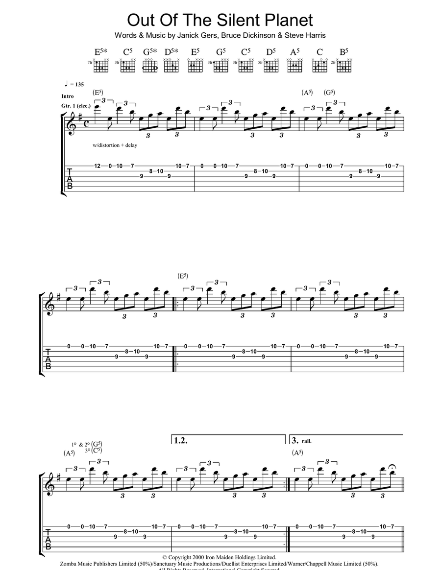 Out Of The Silent Planet Electric Guitar scores gallery preview page 1
