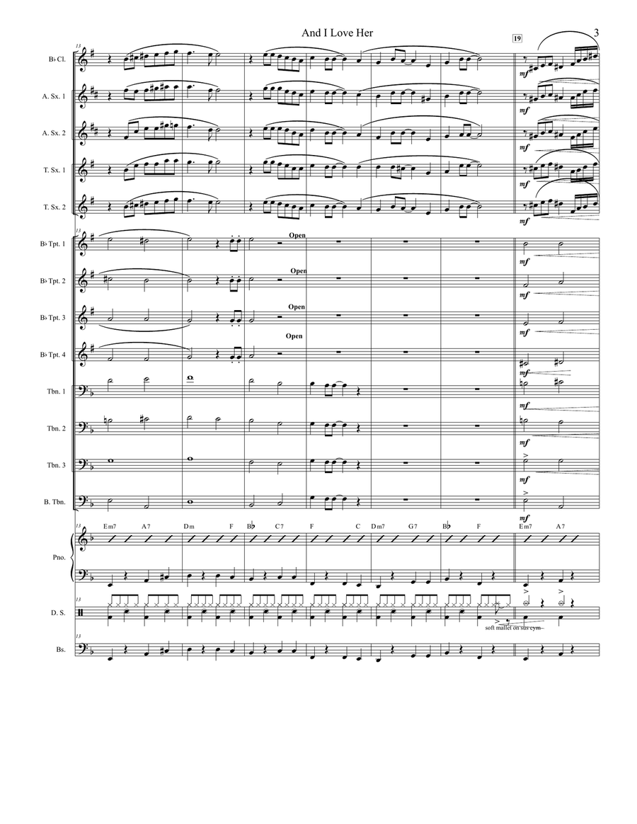Medley: Yesterday with And I Love Her Jazz Ensemble scores gallery preview page 3