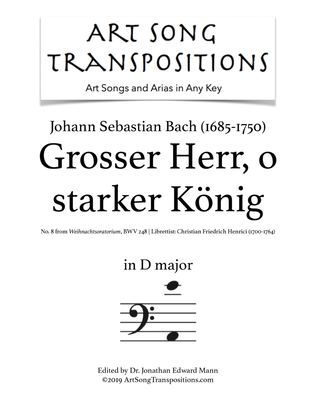 Book cover for BACH: Grosser Herr, o starker König, BWV 248 (transposed to D major)