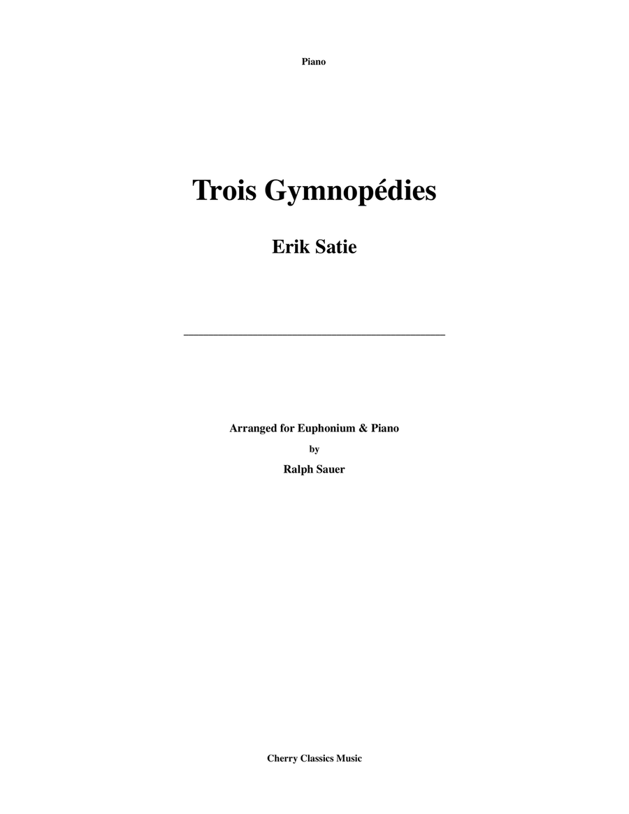 Trois Gymnopédies for Euphonium & Piano Euphonium scores gallery preview page 1