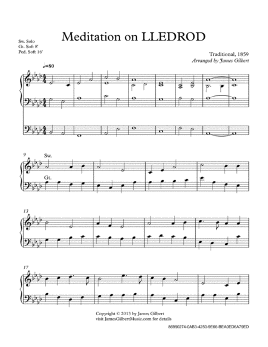 Meditation on LLEDROD (Spirit Of God Unleashed) Organ Solo scores gallery preview page 2
