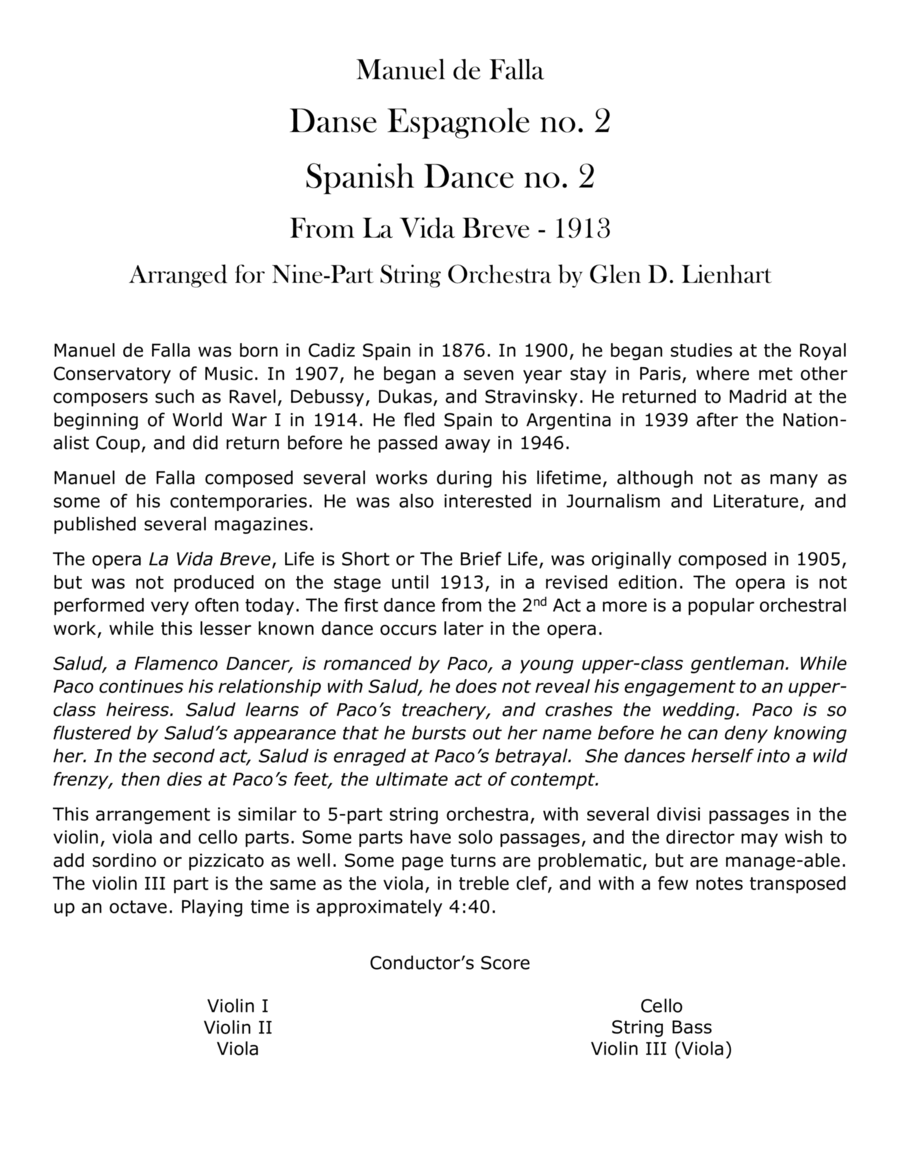 Danse Espagnole no. 2/Spanish Dance no. 2
