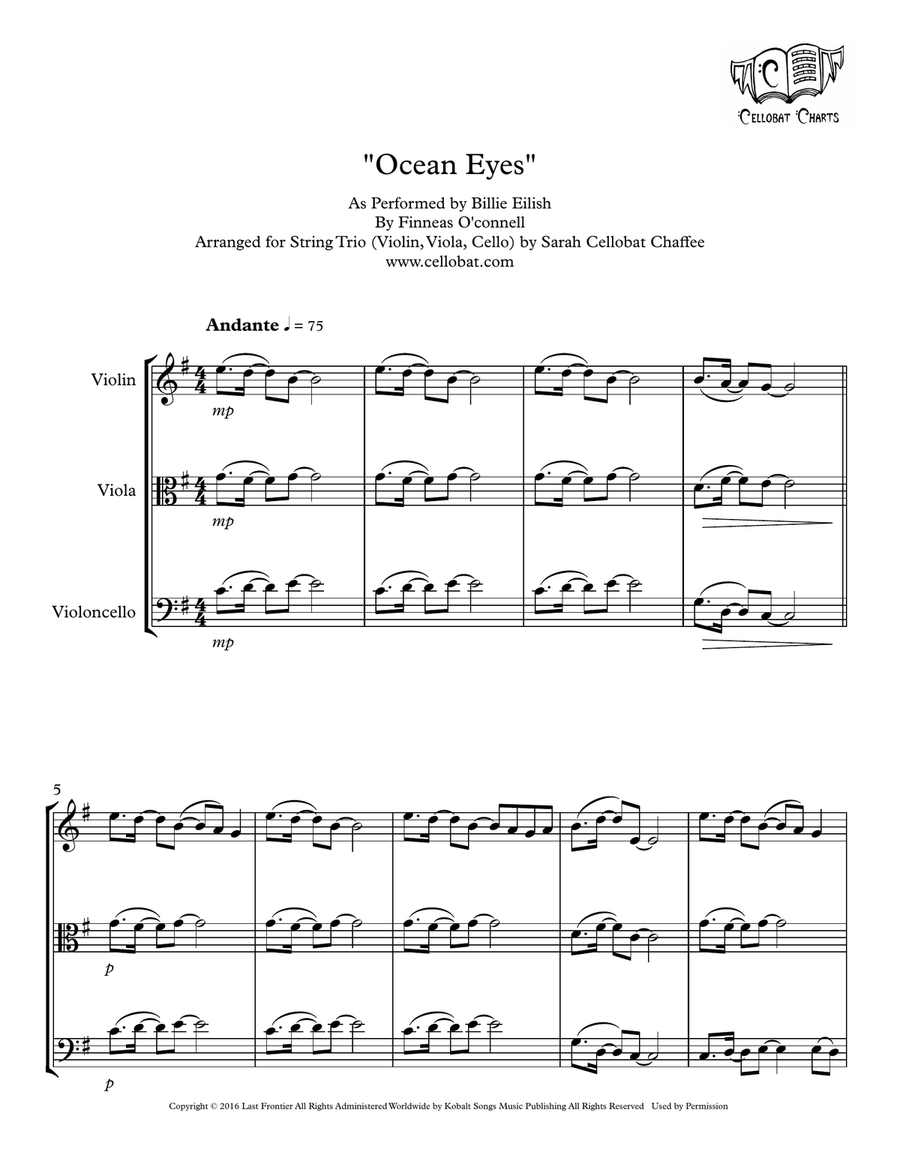Ocean Eyes String Trio scores gallery preview page 1