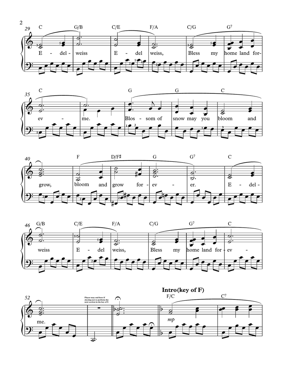 Edelweiss Piano Solo scores gallery preview page 2