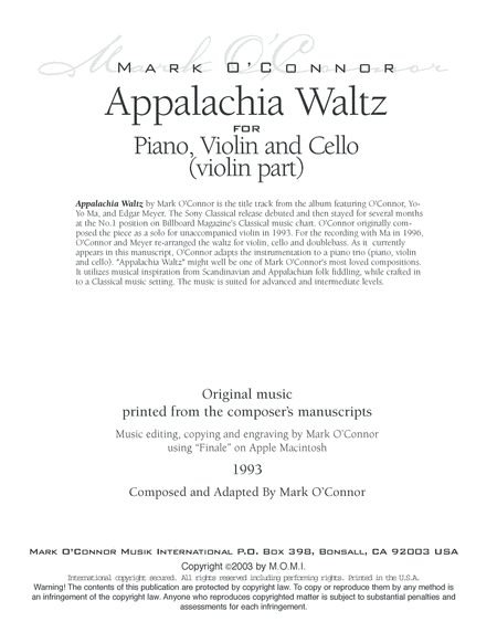 Appalachia Waltz (piano trio - violin part)