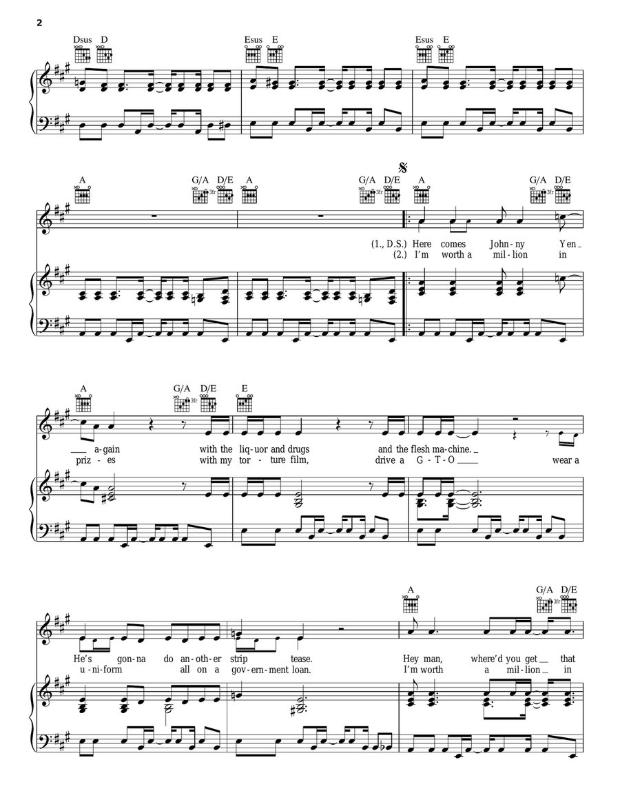 Lust For Life Piano, Vocal, Guitar scores gallery preview page 2