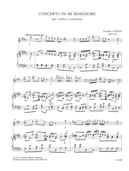 Concerto for violin in E major