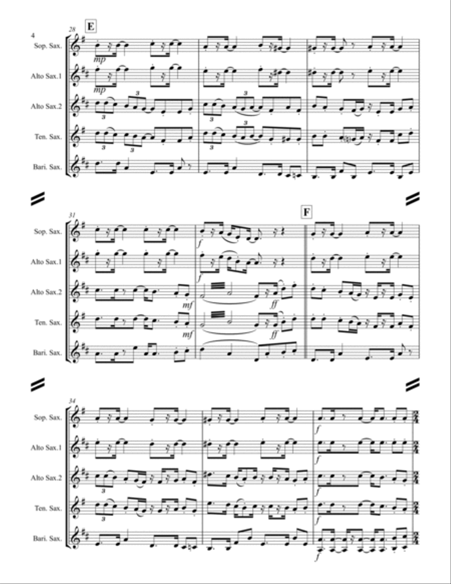 Tijuana Taxi Saxophone Quartet scores gallery preview page 5