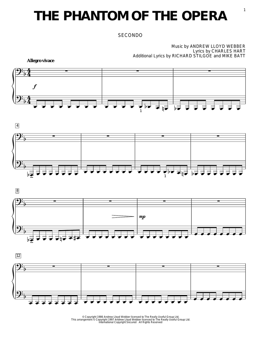 The Phantom Of The Opera Piano Duet scores gallery preview page 1