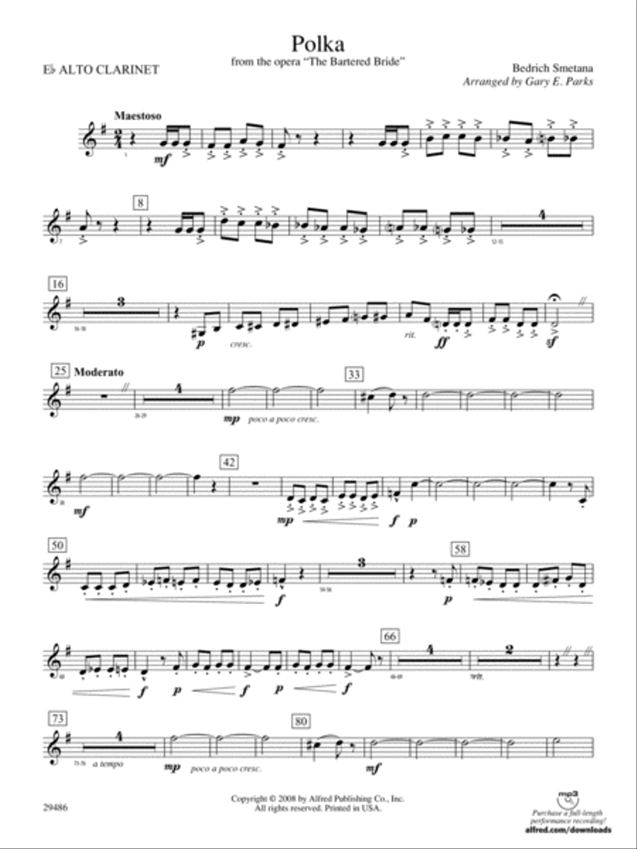 Polka from The Bartered Bride: (World Part) E-flat Alto Clarinet Concert Band scores gallery preview page 1