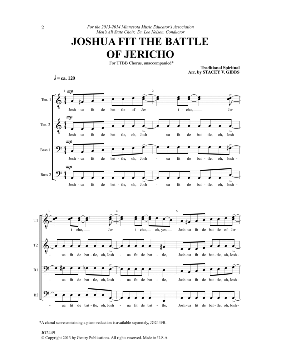 Joshua Fit The Battle Of Jericho (arr. Stacey V. Gibbs)