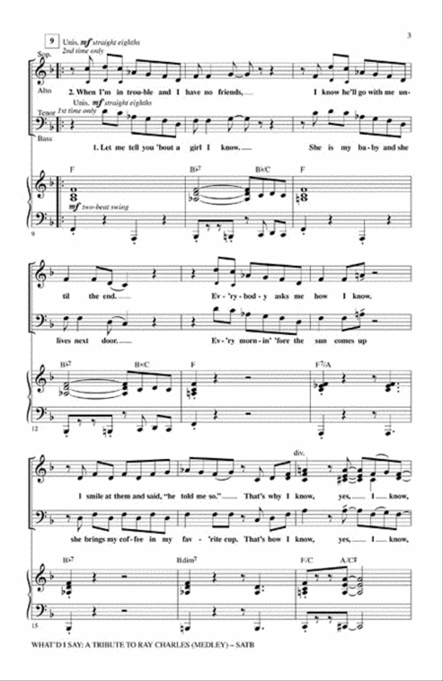 What'd I Say – A Tribute to Ray Charles (Medley) 4-Part scores gallery preview page 3
