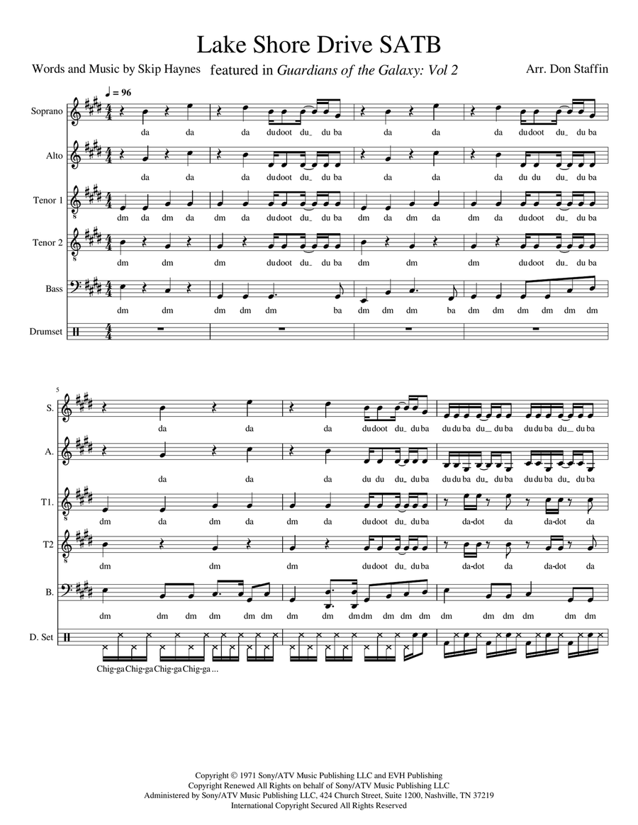 Lake Shore Drive 4-Part scores gallery preview page 1