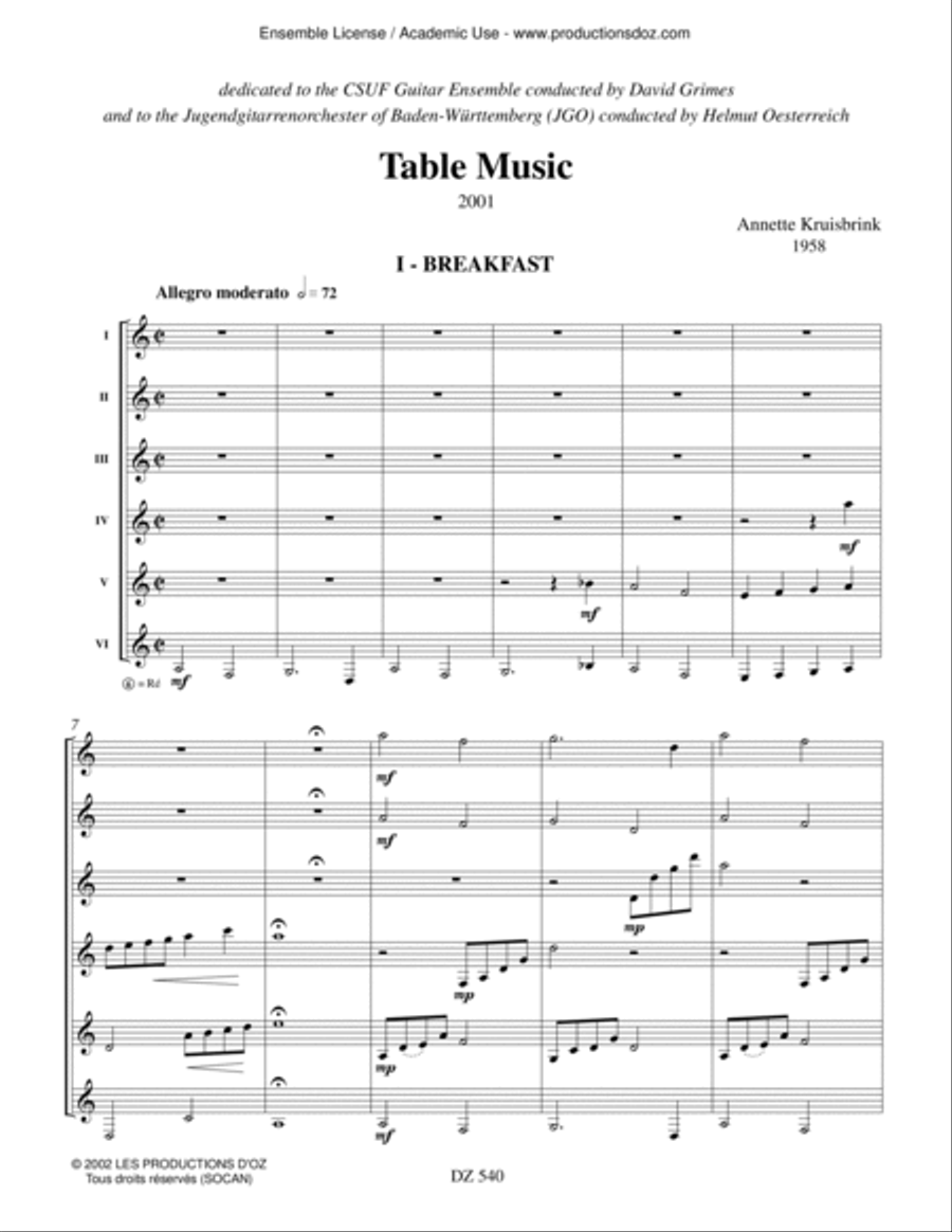 Table Music Guitar Ensemble scores gallery preview page 3