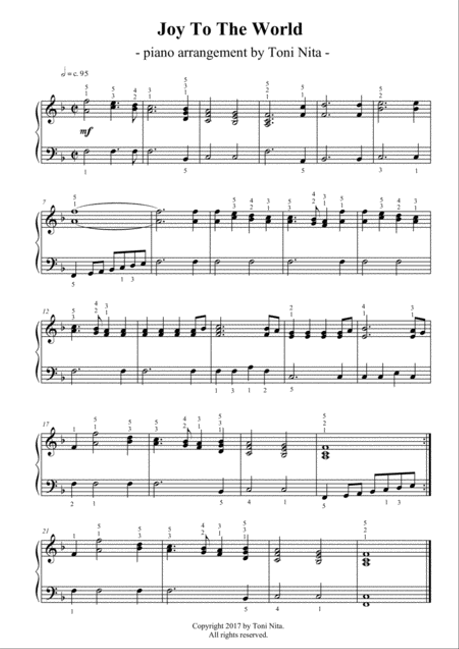 Joy To The World (easy piano) Easy Piano scores gallery preview page 1