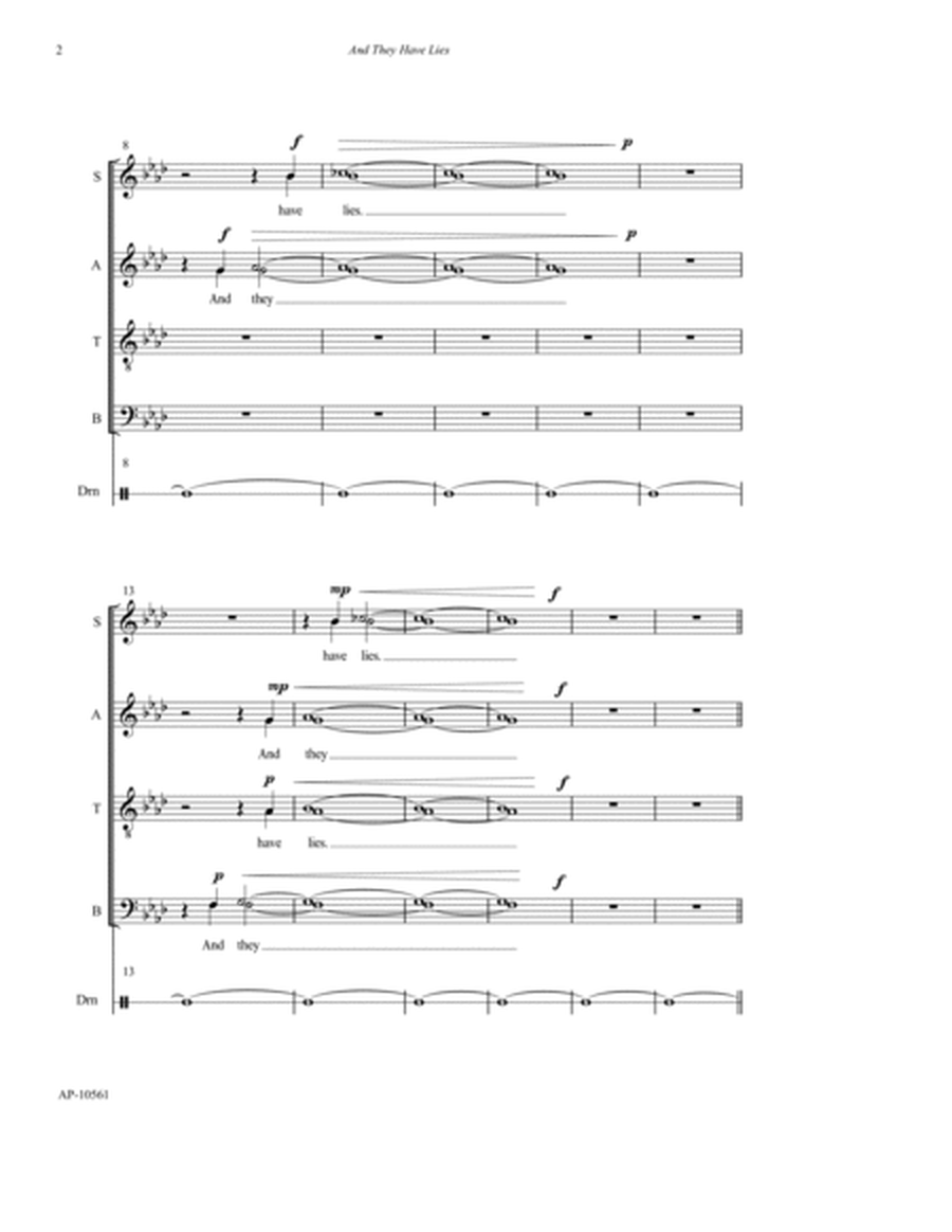 And They Have Lies... SATB choir, Drone, Contrabass image number null