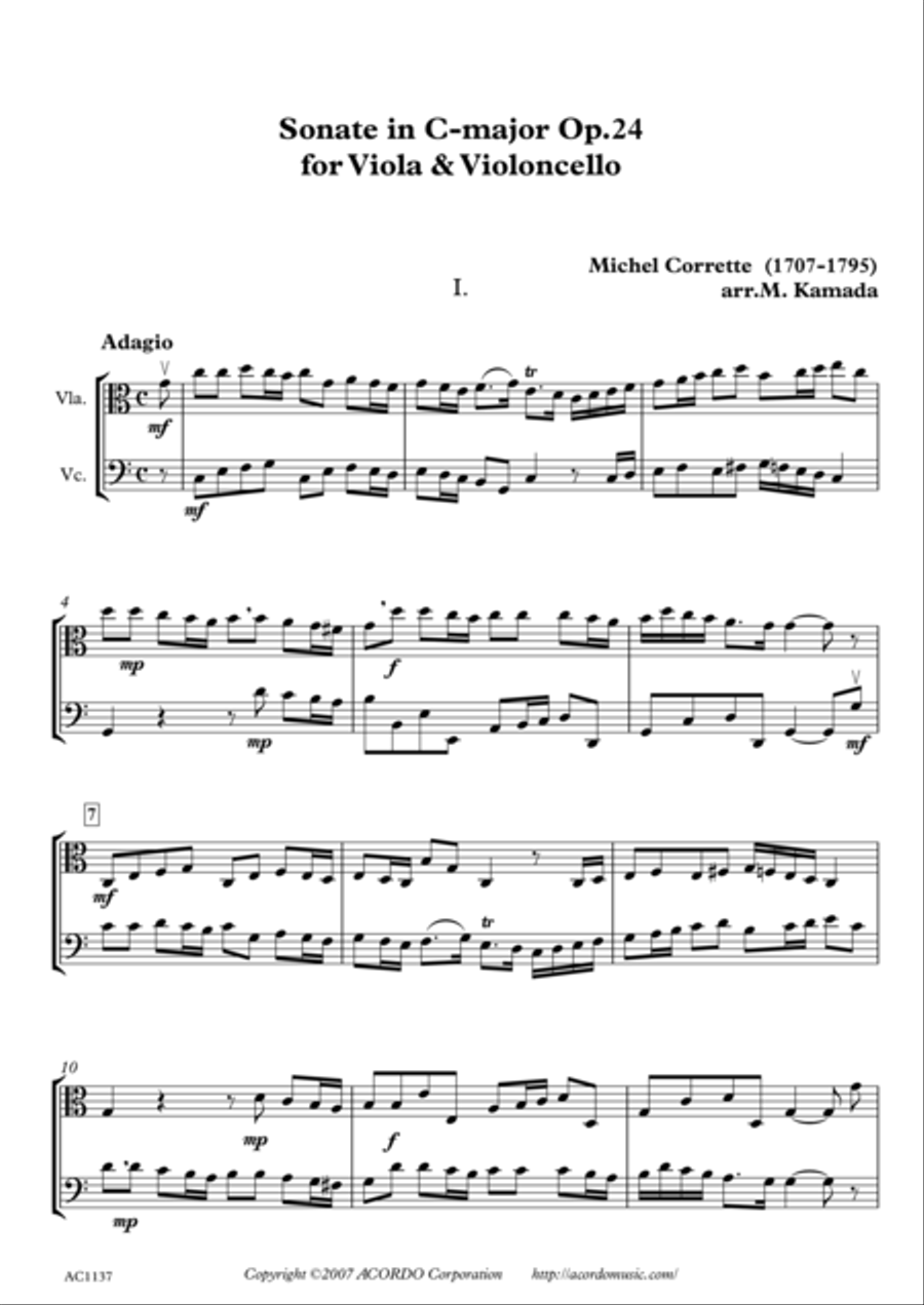 Sonate in C-major Op.24 for Viola & Violoncello String Duet scores gallery preview page 1