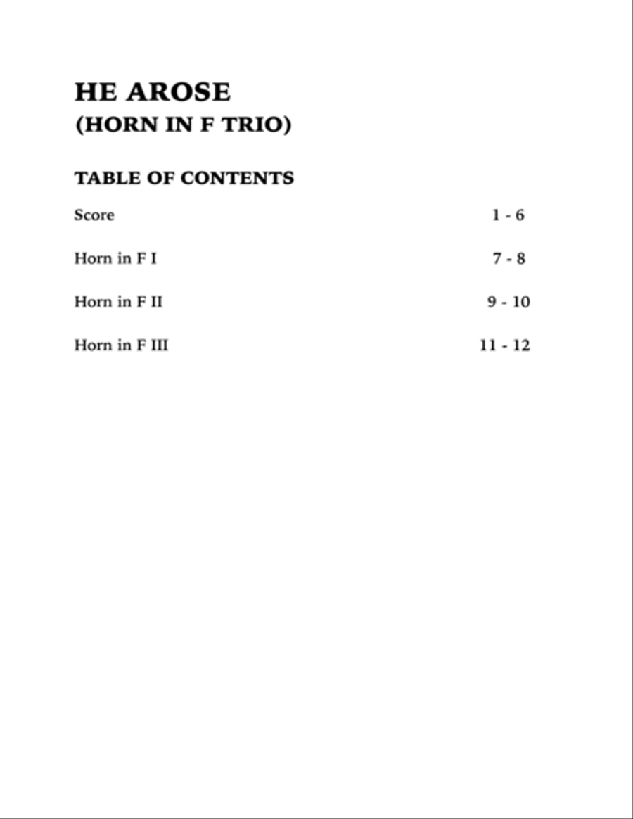 He Arose (Horn in F Trio) Woodwind Trio scores gallery preview page 4