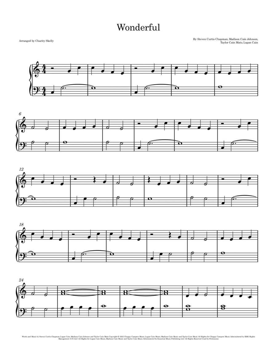 Wonderful Wonderful Easy Piano scores gallery preview page 1