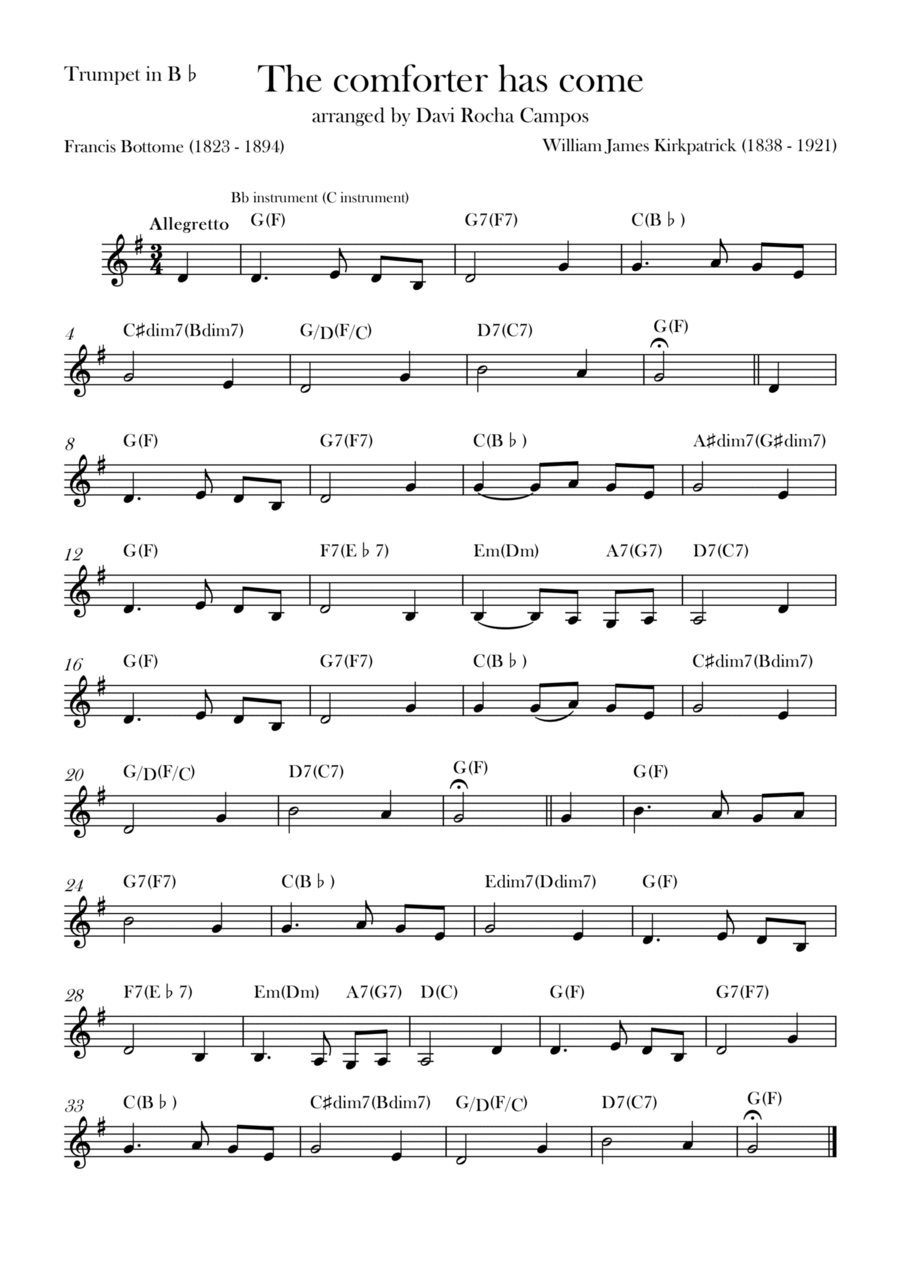 The comforter has come B-Flat Trumpet scores gallery preview page 1