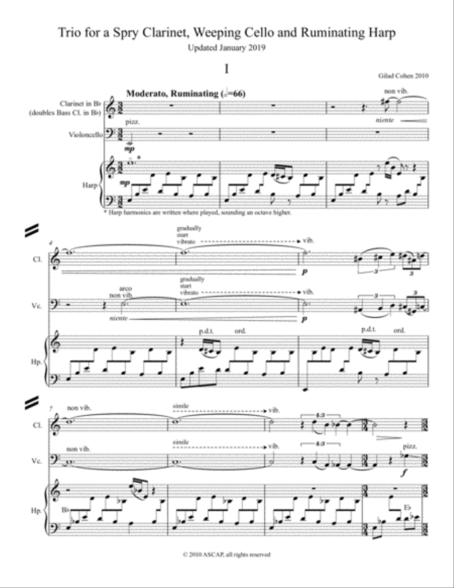 Trio for a Spry Clarinet, Weeping Cello and Ruminating Harp Small Ensemble scores gallery preview page 3