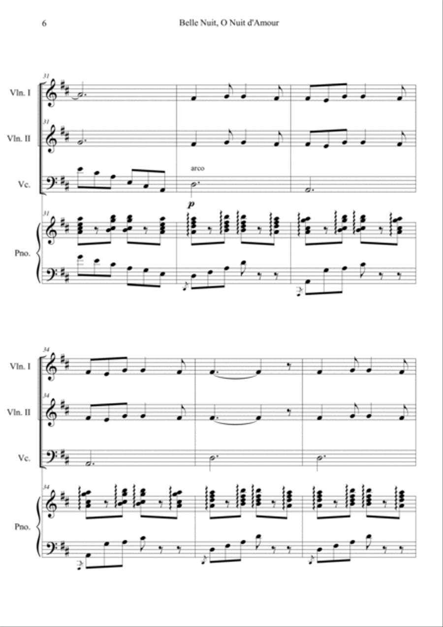 Belle Nuit o nuit d'amour Piano Quartet scores gallery preview page 6