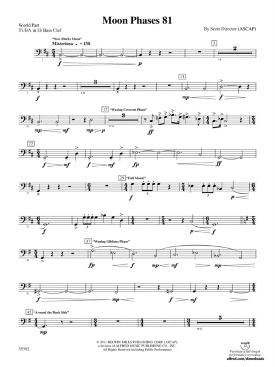 Moon Phases 81: (World Part) E-flat Tuba B.C. Concert Band scores gallery preview page 1
