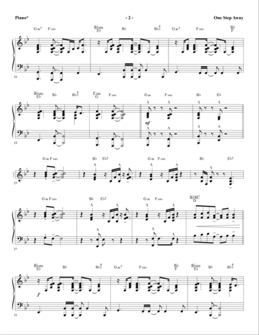 One Step Away - Piano One Step Away - Piano Choir scores gallery preview page 2