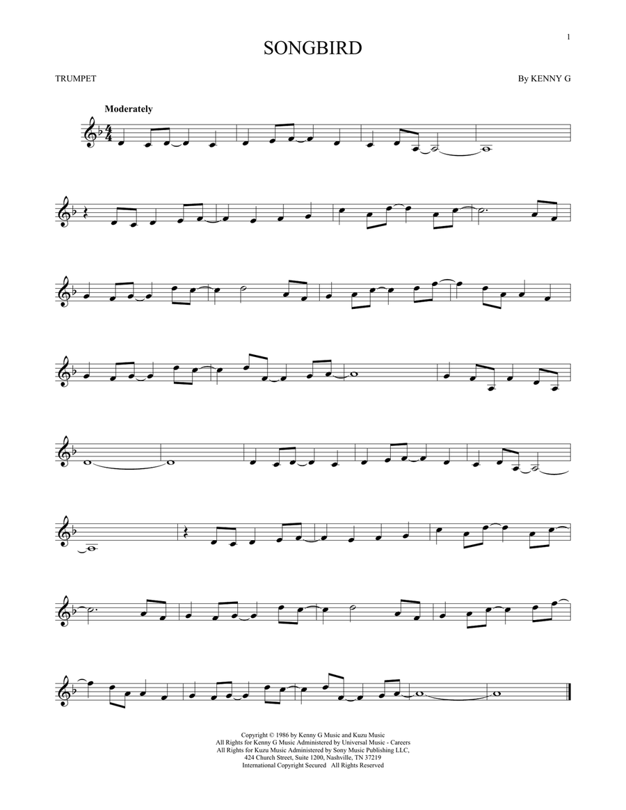 Songbird Trumpet Solo scores gallery preview page 1