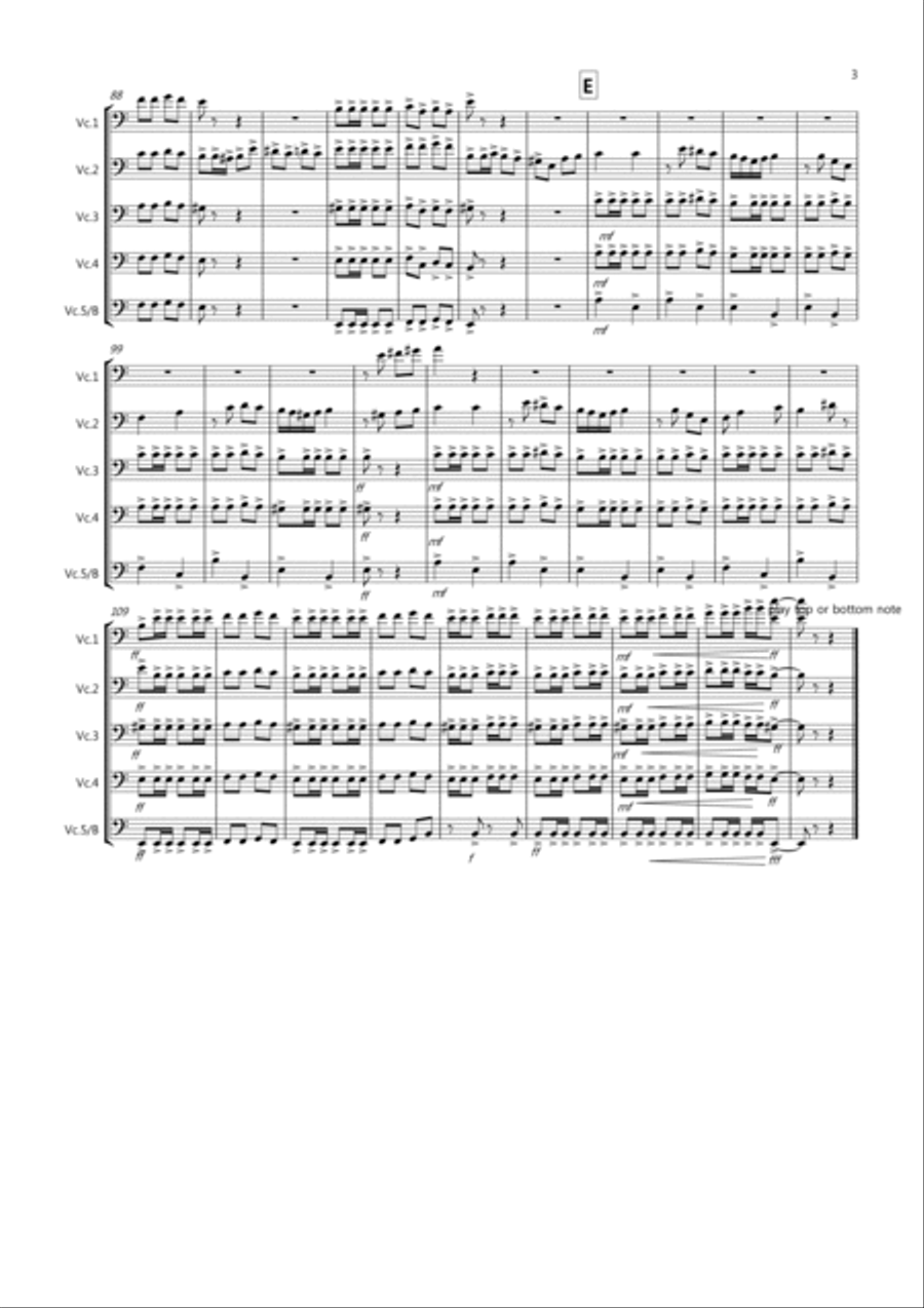 Flamenco Fantastico for Cello Quintet Flamenco Fantastico for Cello Quintet Cello Solo scores gallery preview page 3