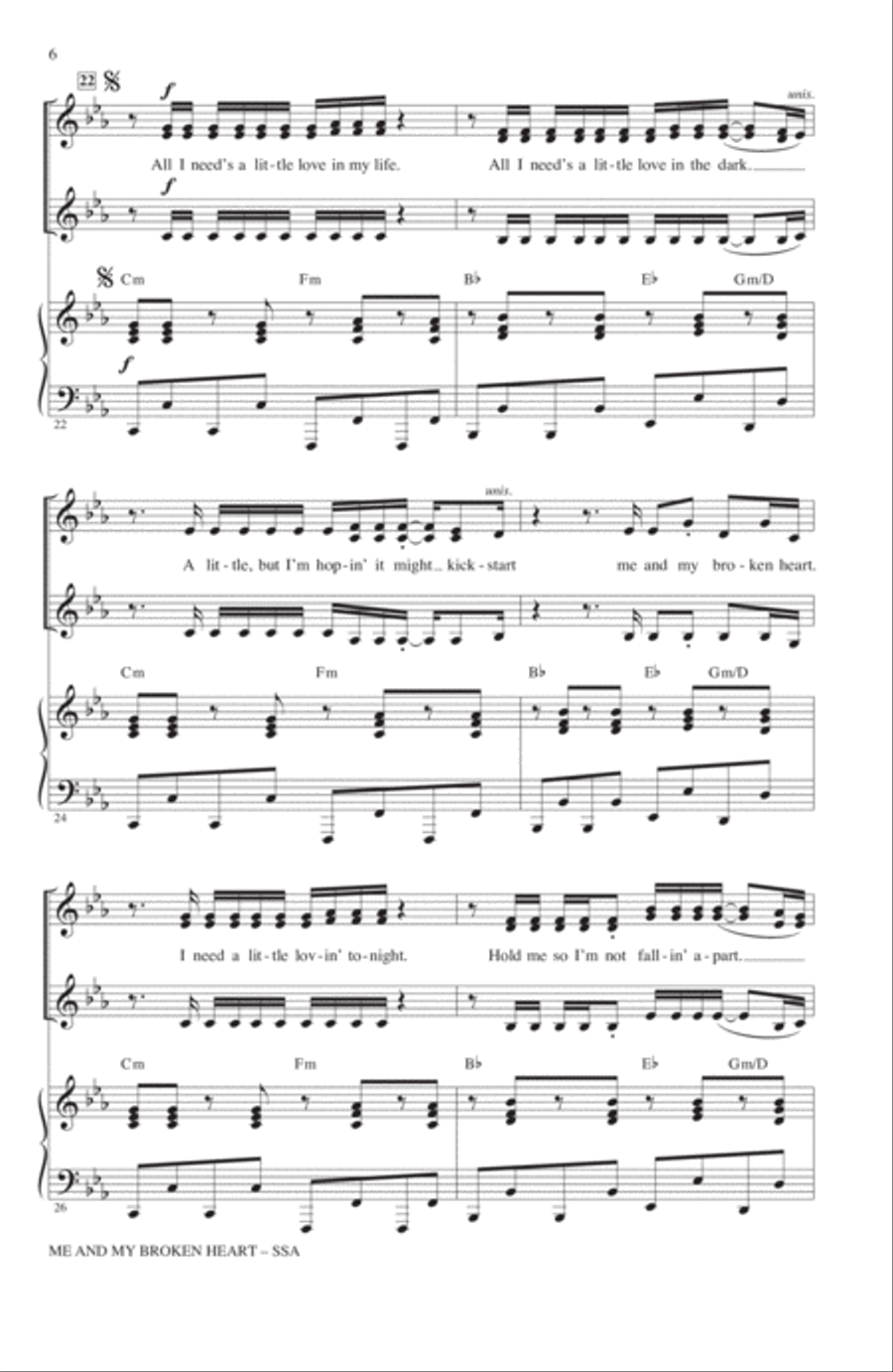 Me And My Broken Heart SSA scores gallery preview page 5