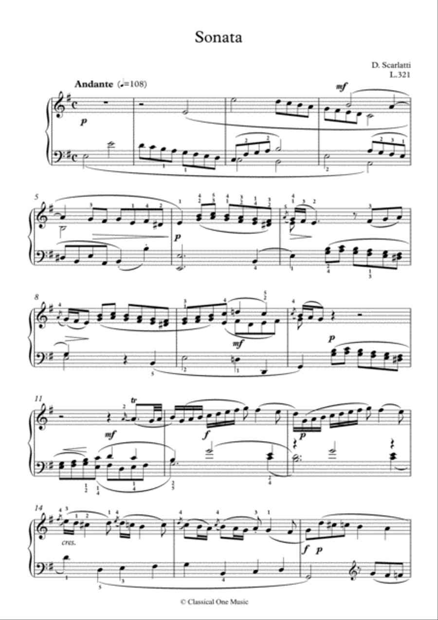 Scarlatti-Sonata in e-minor L.321 K.263(piano) Piano Solo scores gallery preview page 2