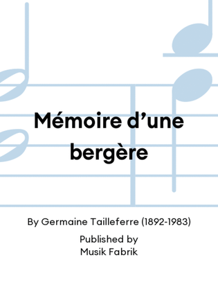 Book cover for Mémoire d’une bergère
