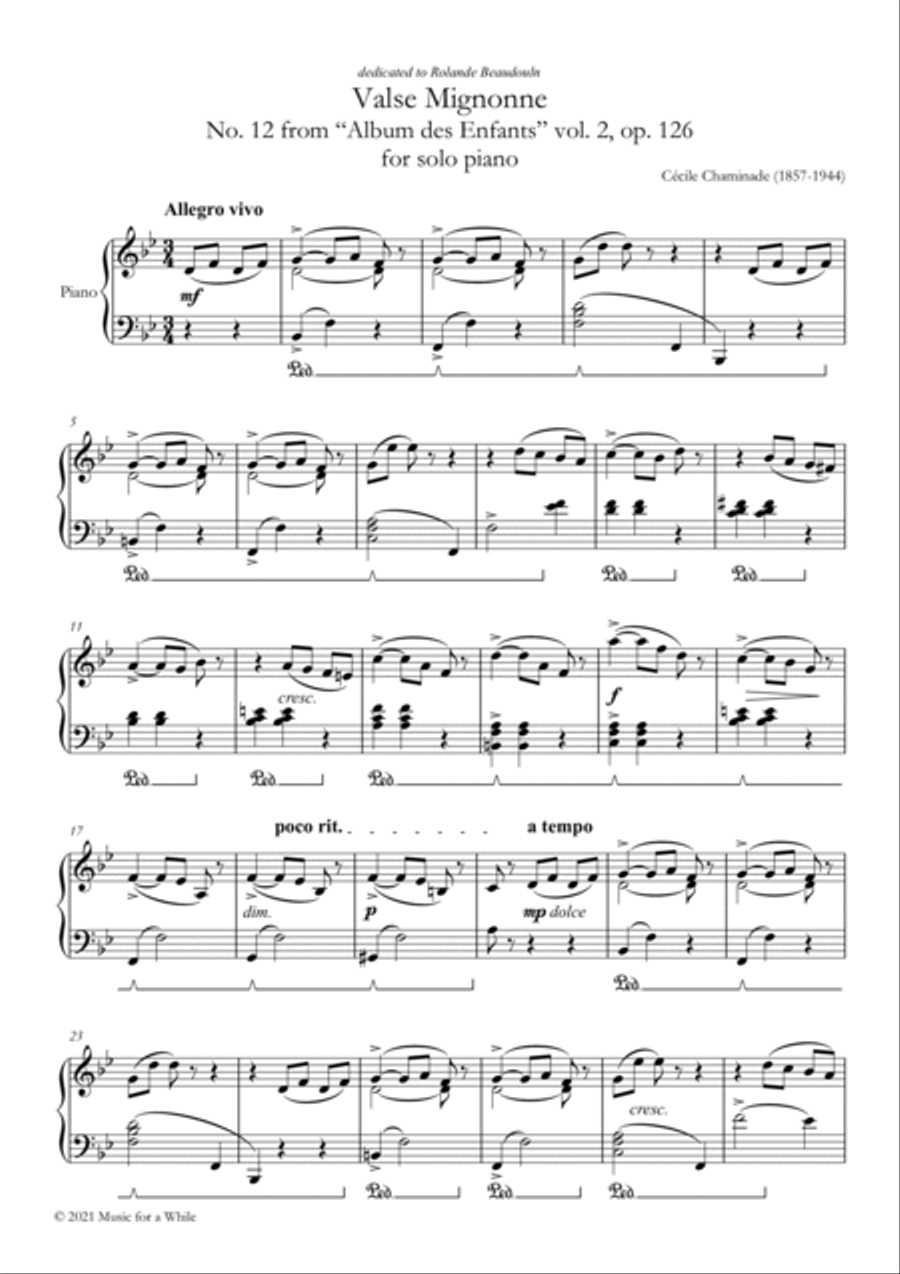 Cécile Chaminade - Valse Mignonne op. 126 no. 12 for solo piano Piano Solo scores gallery preview page 2