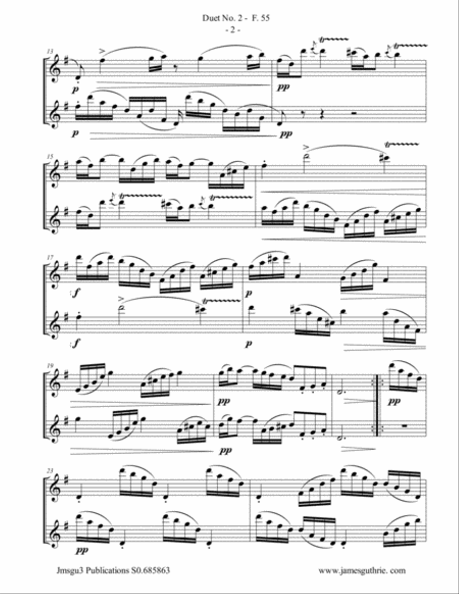 WF Bach: Duet No. 2 for Alto Flute Duo Flute Duet scores gallery preview page 2