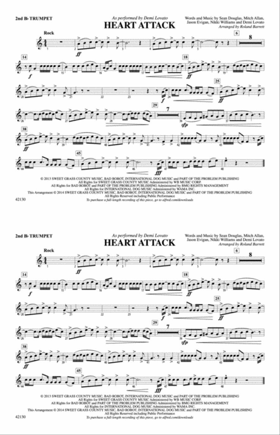 Heart Attack: 2nd B-flat Trumpet Marching Band scores gallery preview page 1