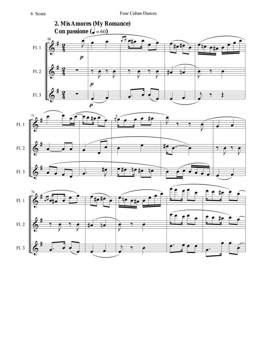 4 Cuban Dances by Cervantes for flute trio Flute Trio scores gallery preview page 6