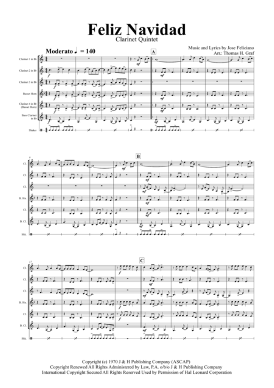 Feliz Navidad Woodwind Ensemble scores gallery preview page 2