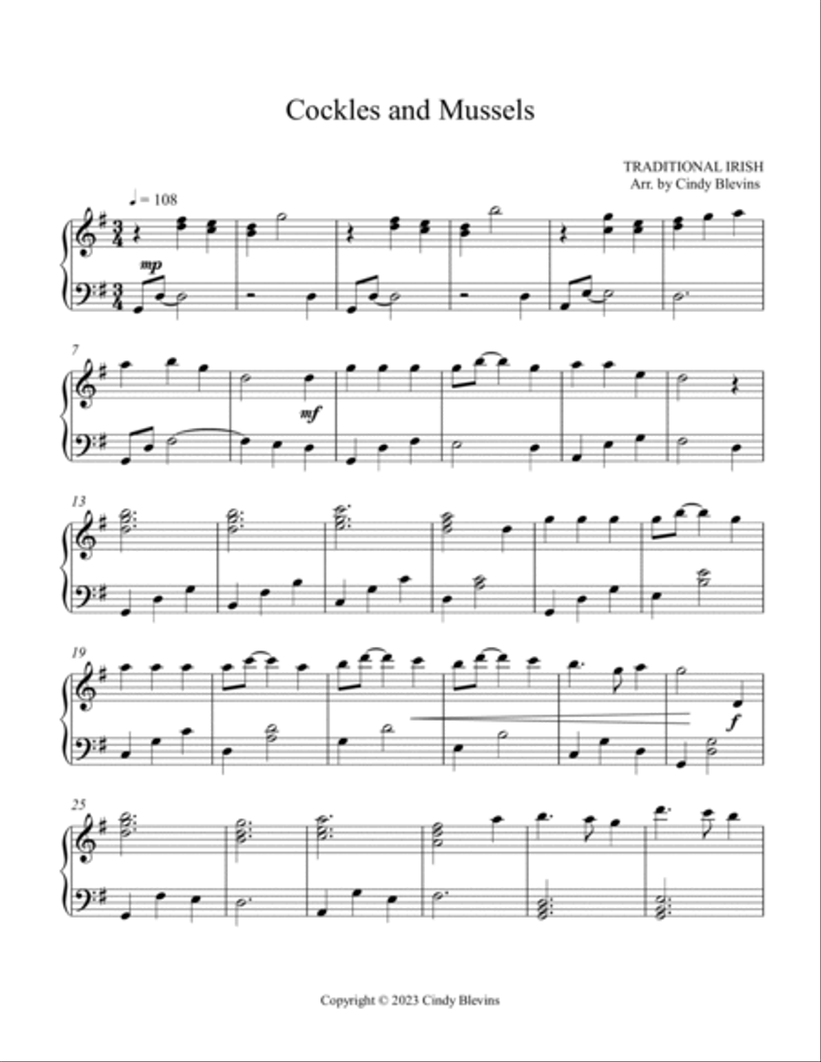 Cockles and Mussels, Piano and Tin Whistle (D) Piano scores gallery preview page 5