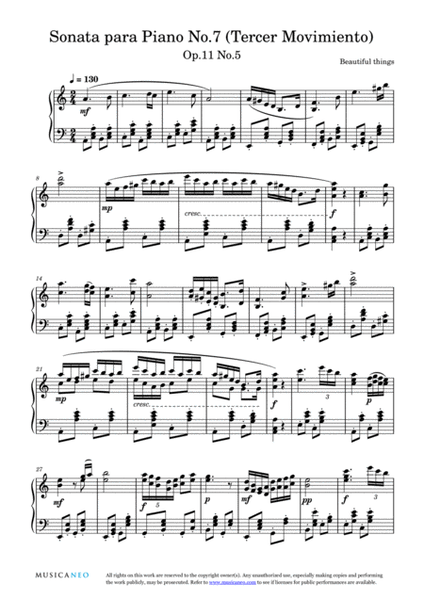 Sonata para Piano No.7 (Tercer Movimiento)-Beautiful things Op.11 No.5