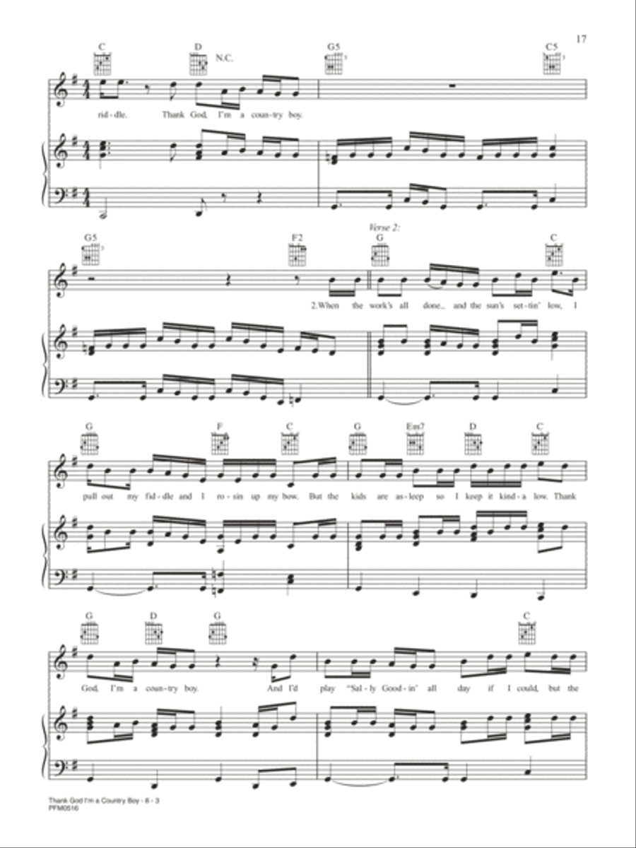 Thank God I'm A Country Boy Piano, Vocal, Guitar scores gallery preview page 3