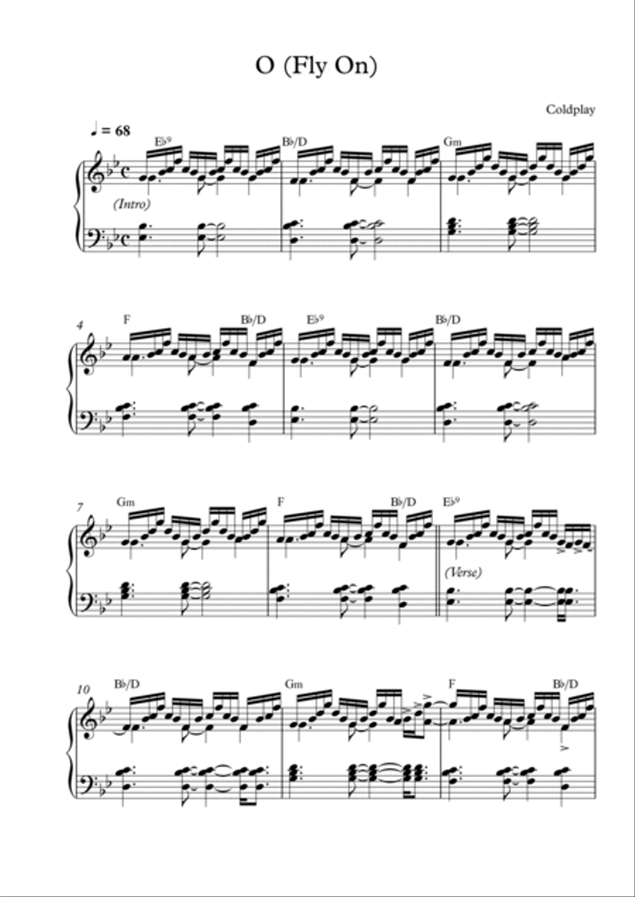 O (fly On) Piano Solo scores gallery preview page 1