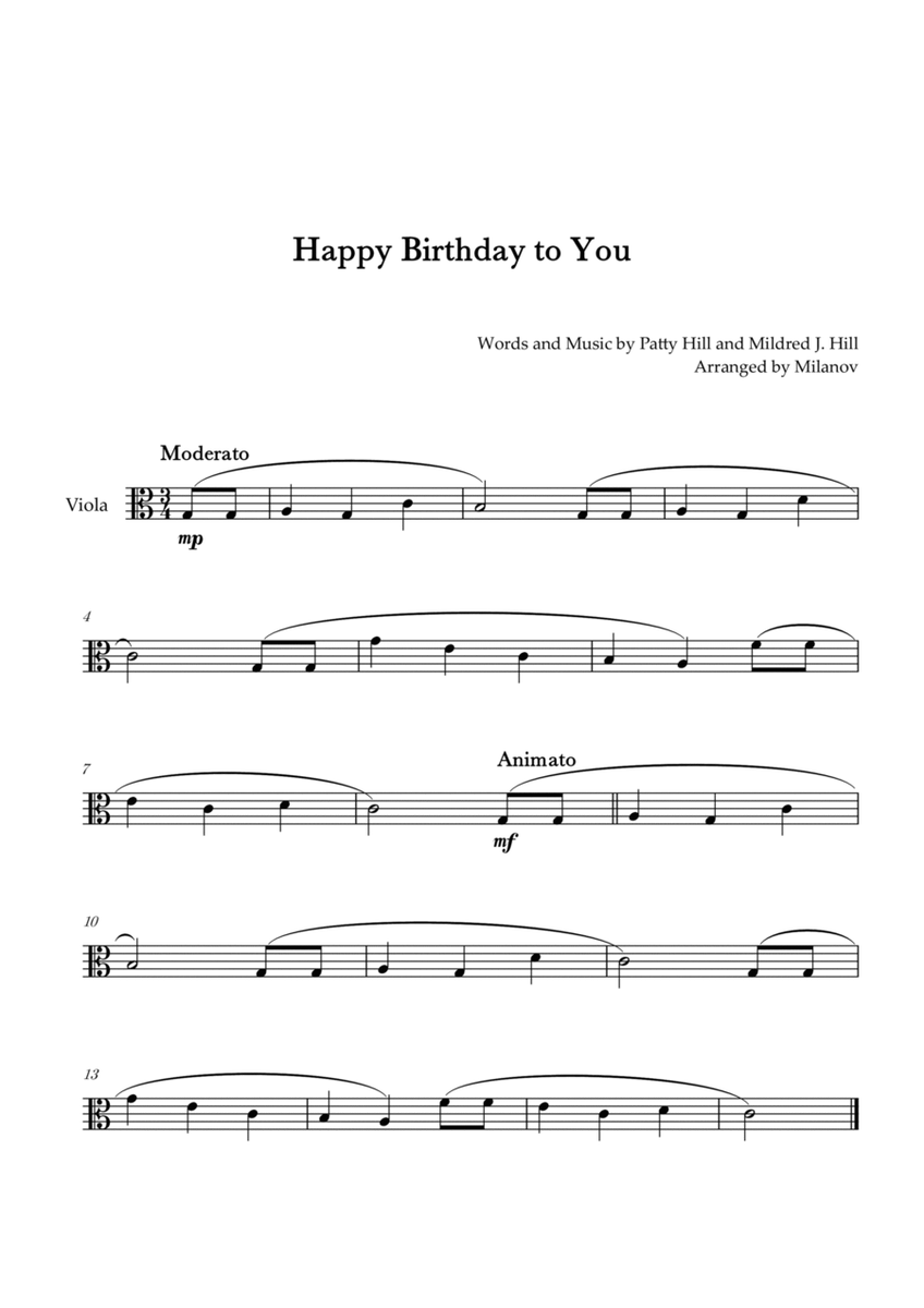 Happy Birthday to You | Viola | C Major image number null