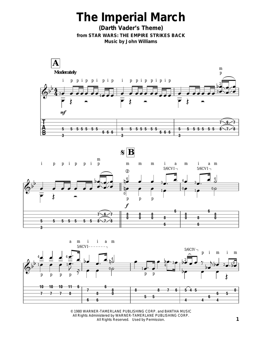 The Imperial March (Darth Vader's Theme) Acoustic Guitar scores gallery preview page 1