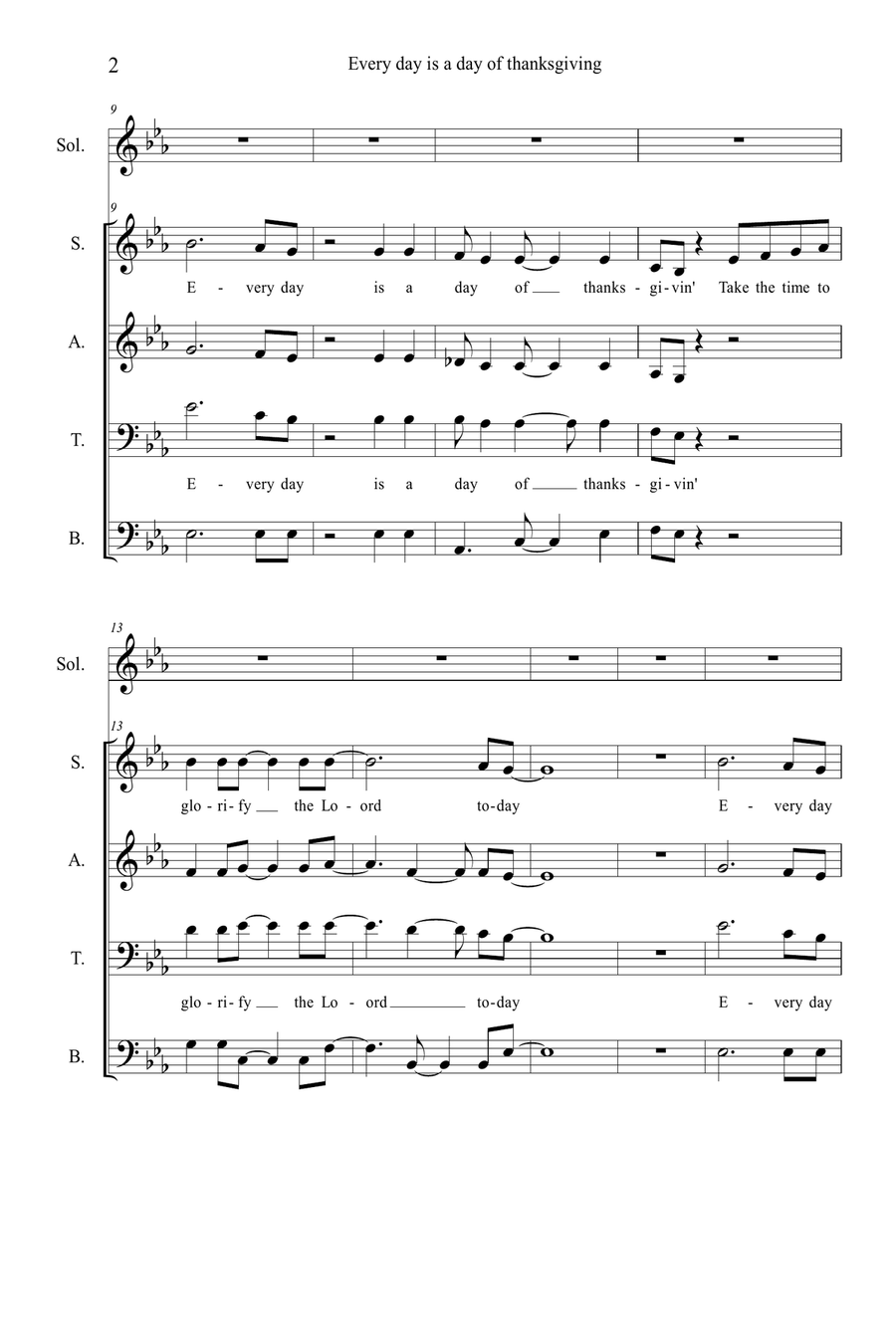 Every day is a day of thanksgiving 4-Part scores gallery preview page 2