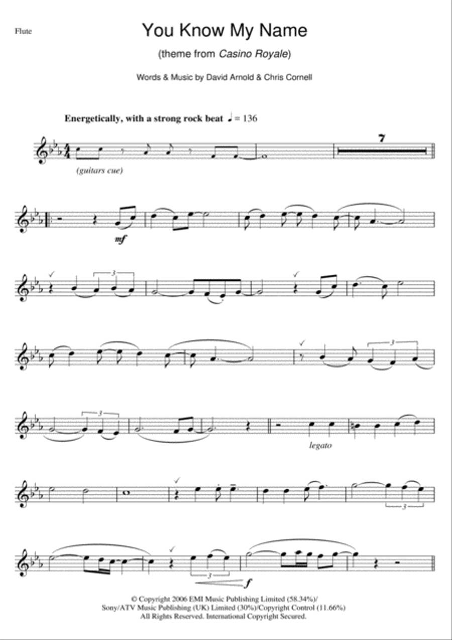 You Know My Name (theme from James Bond: Casino Royale) Flute Solo scores gallery preview page 1
