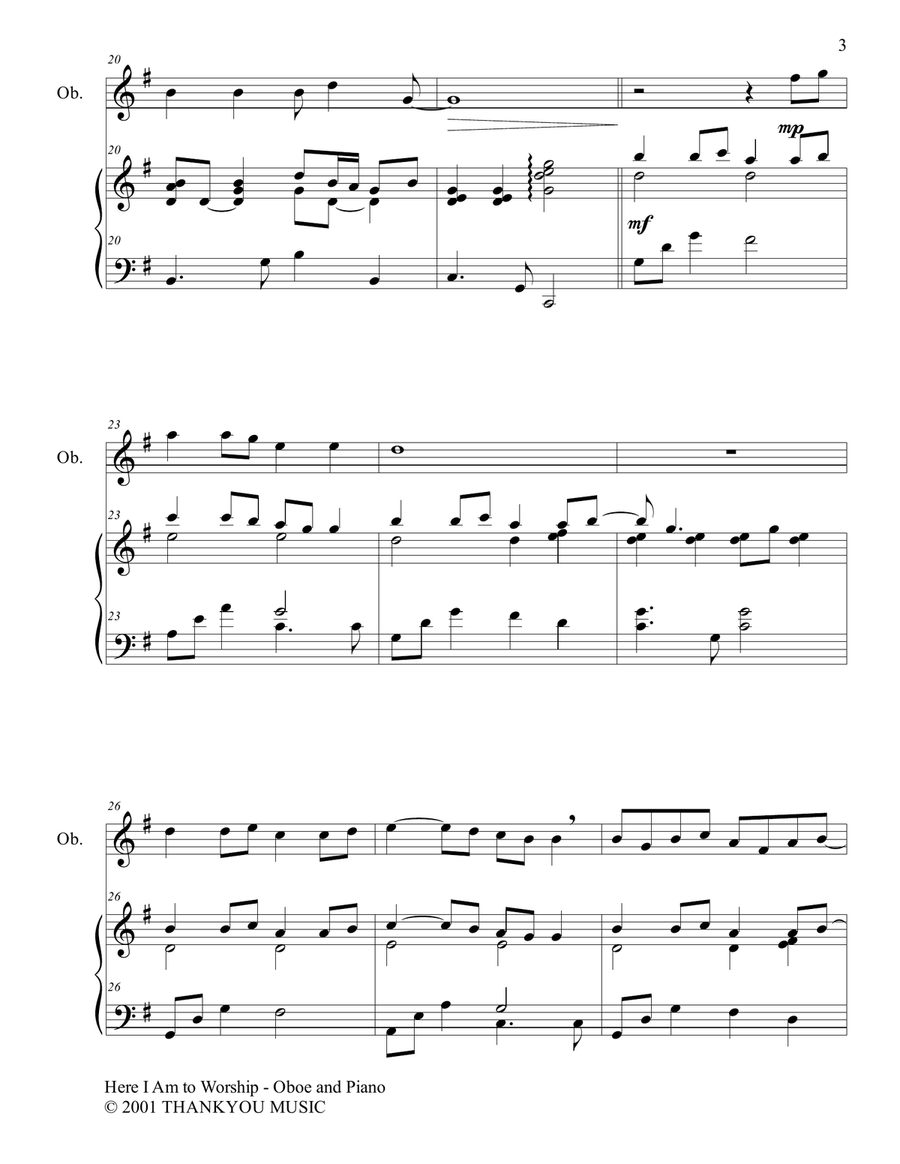 Here I Am To Worship Woodwind Duet scores gallery preview page 3